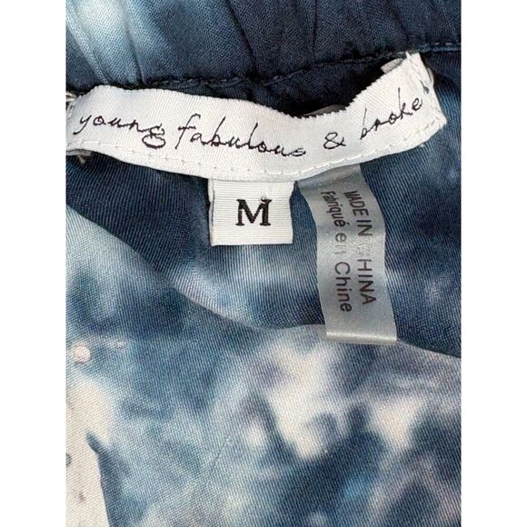 Young Fabulous and Broke Blue Tie Dye Pull On Midi Skirt Size M Sylvie Side Slit - Picture 6 of 8
